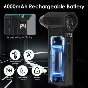 เครื่องเป่าลมแรงดันสูง 1 ชิ้น พร้อมไฟ LED แบบชาร์จได้ ใช้ทำความสะอาดคีย์บอร์ดคอมพิวเตอร์ พัดลมพกพาแบบสวมใส่ได้ - Product Image 6