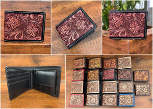 Carteras de diseñador de lujo para hombre, tarjetero de cuero genuino con cierre abierto, monedero clásico con patrón Floral para hombre - Product Image 3