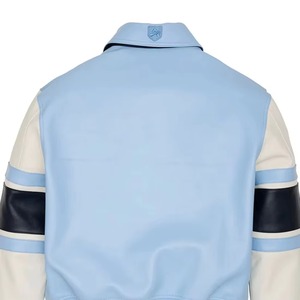 Chaqueta Avirex USA Edición Mink para Hombre, Chaqueta Bomber Americana de Cuero Natural, Chaqueta Avirex de Cuero Color Azul Claro - Product Image 6