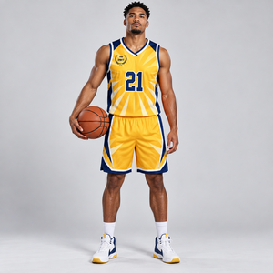Conjunto de Uniforme de Baloncesto Deportivo Premium, Transpirable, Ligero, de Tela de Poliéster, Ajuste Atlético Cómodo, Jersey y Pantalones Cortos - Product Image 1