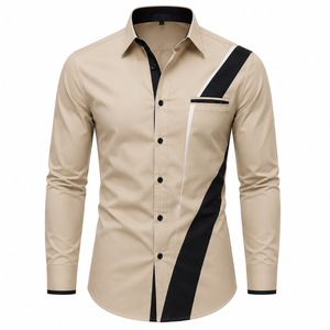 Chemise tricotée unie personnalisée pour homme, manches longues, respirante, 100 % coton, boutons en corne, col montant, écologique, 160 g, golf, décontractée - Product Image 4
