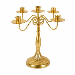 Luxury Polished <b>Silver</b> 5-Arms Candelabra Holder Vintage Metal <b>Candlestick</b> Stand for Christmas Party Home Dining Table Decor - Product Image 2