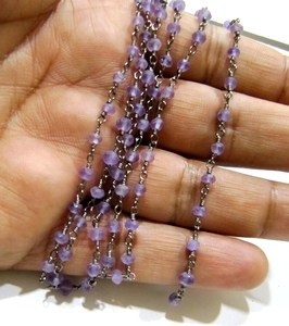Amethyst Rondelle Faceted Size 3-4mm Beaded <b>Rosary</b> Chain - Product Image 4