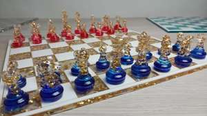 Custom resin <b>chess</b> <b>set</b> with <b>board</b> | Size of King Unique <b>chess</b> pieces | Modern figures | scacchi epoxide Resin Crafts - Product Image 2