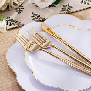 ชุดภาชนะพลาสติกสีขาวแบบใช้แล้วทิ้งสำหรับงานหนัก 180 ชิ้น รุ่น EI 30 ชุด รวมช้อนส้อมทองและเงิน สำหรับงานปาร์ตี้และงานอีเว้นท์ - Product Image 6