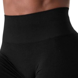 Shorts de Compresión Deportivos Negros para Mujer, Cintura Alta, Elásticos, Sin Costuras, para Gimnasio, Entrenamiento, Fitness, Yoga - Product Image 3