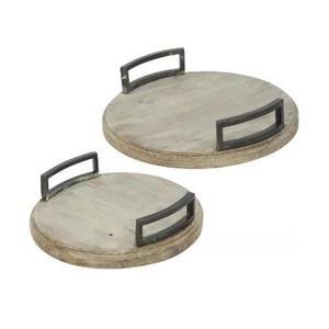 Paires de 2 plateaux en marbre avec poignées latérales en métal noir, différentes tailles, créatifs, pour la maison, l'hôtel, les plats et les assiettes, accessoires décoratifs - Product Image 1