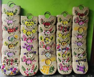 Handwoven Cane <b>Baskets</b> with Embroidery Sustainable Rattan Storage Organizer Artisanal Boho Home Decor Decorative <b>Basket</b> - Product Image 5