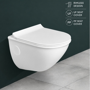 Inodoro de Pared Moderno Opera, sin Borde, de Cerámica, Cuadrado, Minimalista, con Descarga Sifónica, Ecológico y Fácil de Limpiar - Product Image 3