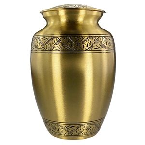 Urna de Cremación de Oro con Grabado de Hoja, Contenedor de Cenizas para Entierro de Seres Queridos, Urna de Cremación de Lujo para Funerales - Product Image 1