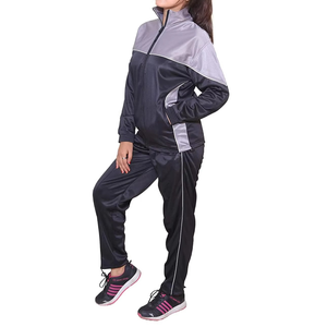 Survêtement femme color block avec fermeture éclair intégrale, col montant, en polyester, style sportif, coupe classique, avec poches latérales, pour l'automne - Product Image 3