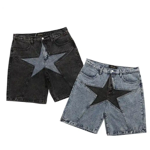 Low MOQ Hot Selling Men's Casual <b>Lace</b> Denim Shorts High Quality Breathable Cotton Spandex <b>Elastic</b> Waist Wholesale - Product Image 3