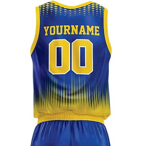 Conjunto de Uniforme de Baloncesto Sublimado Personalizado, Jersey sin Mangas con Degradado Azul y Amarillo, Pantalones Cortos, Absorbe la Humedad, Unisex, para Adultos - Product Image 5