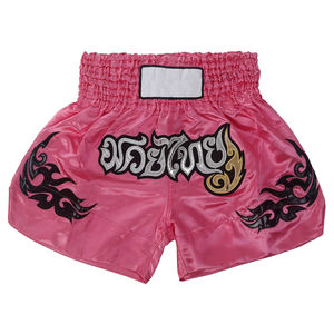 Fabricant de shorts de boxe thaïlandaise sur mesure, shorts en satin Muay Thai à taille haute, production en gros - Product Image 1