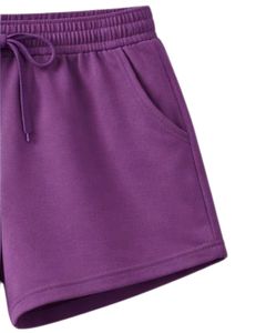 <b>Light</b> Purple Dark Purple Women <b>Lounge</b> Shorts Elastic Waist Drawstring Soft Cotton Polyester Casual Sleepwear Summer Comfy Shorts - Product Image 2