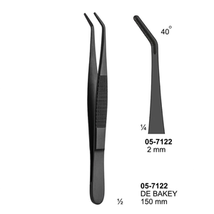 Pinces Vitra Instruments DeBakey 40 degrés, mâchoire 2 mm, 150 mm, modèle 05-7122, Classe I, Acier inoxydable de qualité supérieure - Product Image 2