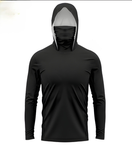 Men's <b>Red</b> <b>Long</b> <b>Sleeve</b> Hooded UPF 50 Sun Protection Fishing Shirt Solid Color Pullover <b>Top</b> Anti-UV Quick Dry - Product Image 4