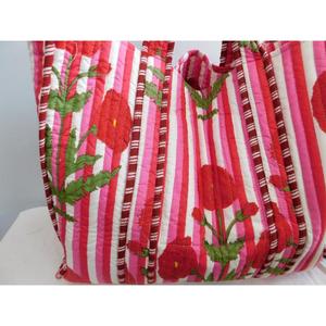 Handmade Cotton Block Printed <b>Boho</b> Summer Autumn Spring Beach Quilted Tote <b>Bag</b> Open Closure Reusable Women's Carry Shopping <b>Bag</b> - Product Image 4