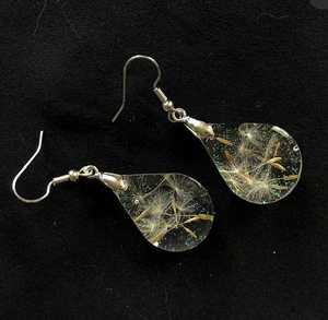 Real Dandelion Seed Resin Drop <b>Earrings</b> Sterling Silver Trendy Make a Wish Jewelry Handmade Nature Inspired Gift for Women - Product Image 4