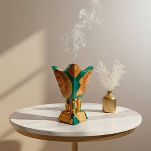 FAIZA CRAFT FC-7349 Quemador de Incienso Ecológico Hecho a Mano de Madera de Sándalo y Acacia con Resina, 100% Natural, Duradero y Aromático para el Hogar - Product Image 1
