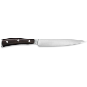 6 Inch Utility <b>Knife</b> Stainless Steel <b>Sharp</b> Precision Blade Dark Brown Wood Handle Triple Rivet Multipurpose Professional <b>Kitchen</b> - Product Image 1