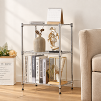 Étagère métallique MZG réglable, design ouvert, en acier chromé, pour rangement et organisation dans la cuisine, le garde-manger et la maison
