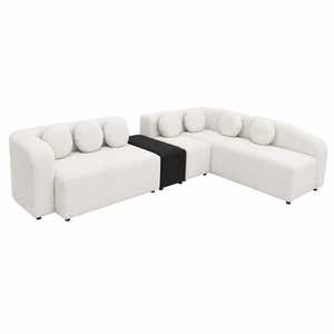 Nouveau canapé d'angle moderne en forme de L avec coussins, canapé sectionnel incurvé contemporain, couleur personnalisable, rembourrage en mousse pour salon - Product Image 4