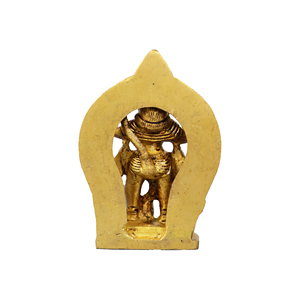 Estatua de la Diosa Lakshmi de Latón Hecha a Mano de 3 Pulgadas, Figura Tradicional en Tono Dorado, Escultura de Sobremesa para el Hogar o Templo - Product Image 4