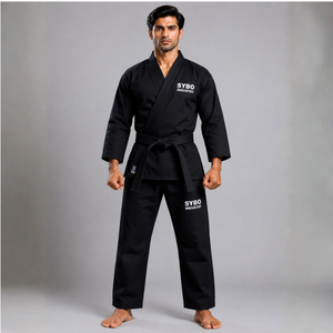 Conjunto de Karate Gi para Adultos Unisex, 100% Algodón Transpirable, Uniforme de Karate con Chaqueta, Pantalones y Cinturón Incluidos, Blanco, Negro, Azul, Ligero, para Estudiantes - Product Image 1