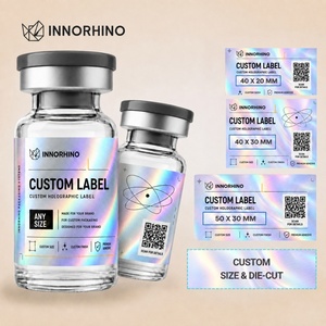 Étiquette personnalisée autocollante imperméable holographique irisée nacrée métallique pour flacon de peptide de 3 à 10 ml et stylo, impression OEM/ODM - Product Image 1