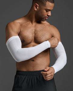 Manchons de compression à manches longues pour hommes, rose uni, en polyester, protection UPF50+, vêtements de sport - Product Image 5