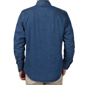 เสื้อเชิ้ตยีนส์ผู้ชาย แขนยาว ผ้าฝ้าย 100% นุ่ม สวมใส่สบาย มีกระเป๋า ทรงเข้ารูป ยืดหยุ่นเล็กน้อย เสื้อผ้าสไตล์คาวบอยสำหรับผู้ชาย - Product Image 3