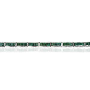 Custom 925 Sterling Silver 100% Authentic Princess Cut <b>Emerald</b> Gemstone Channel Setting Sleek Tennis Bracelet Fine Jewelry - Product Image 6