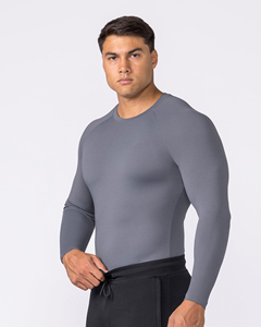 Breathable New Knitted Sweater Custom Logo Men's Long-sleeved T-shirt New Solid Color Waffle Check <b>Base</b> <b>Layer</b> Men's Sweatshirt - Product Image 3