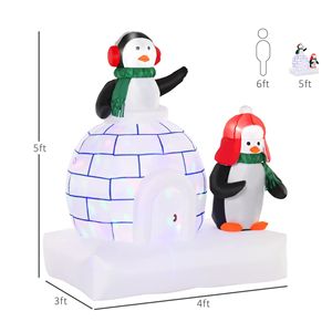 5 pieds éclairés noël pingouin Igloo décorations extérieures rotatives lumières colorées décorations de cour de vacances gonflables - Product Image 6