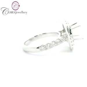 DIRECT FACTORY 18K AU750 FORMA DE COJÍN CLÁSICO DOBLE HALO ORO BLANCO DIAMANTE NATURAL REAL FORMA REDONDA 1.20CT MONTAJE DE ANILLO - Product Image 4