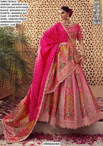 Royal Vrinda Banarasi Bhandhani Dupatta Bridal Lehenga Choli Silk Floor-Length Traditional Wedding Party Wear Quick Dry Sun - Product Image 3