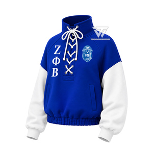 Sudadera de cuello alto con cordones y bordados de la hermandad griega Zeta Phi Beta para mujer, estilo color block, venta al por mayor - Product Image 1