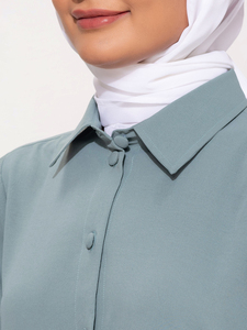 Women's Modest <b>2</b> <b>piece</b> <b>Dresses</b> Elegant Lightweight Nida Fabric Open Abaya Solid Pattern Delicate Embroidery Natural Waistline - Product Image 5