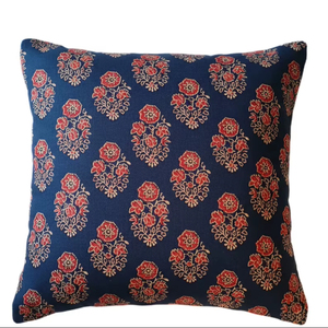 Housse de coussin en coton 100% écologique, faite à la main en Inde, imprimée au bloc, bleue, pour canapé, décoration de chambre, taies d'oreiller, vente en gros - Product Image 1