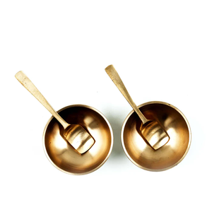 Elegante tazón de helado de latón pulido a espejo y tazón de latón con cuchara para decoración de mesa de comedor - Product Image 2