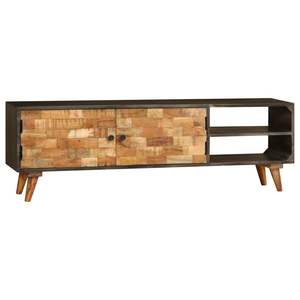 Meuble TV moyen en bois de manguier massif, design durable marron et noir - Product Image 3