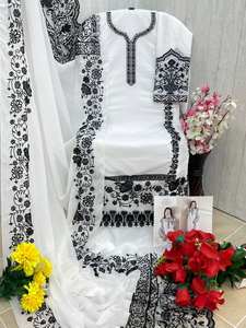 Broderie exquise lourd Georgette tissu soie Dupatta Organza indien pakistanais fête porter Shalwar Kameez ensemble exigeant - Product Image 4