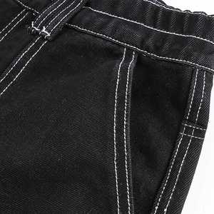 Casual Wholesale OEM Best Selling Regular Fit Straight Winter 100% Cotton Streetwear <b>Elastic</b> <b>Waist</b> Women Casual Cargo <b>Jeans</b> - Product Image 2