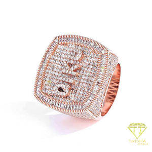 Anillo de Plata de Ley 925 de Alta Calidad con Moissanita y Diamantes Cuadrados, con Detalles de Piedras Brillantes, para Proveedores Mayoristas - Product Image 3