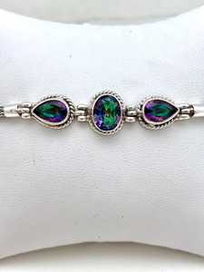 Pulsera de Plata de Ley con Topacio Místico y Piedras Multicolores, Joyería Artesanal con Gemas, Elegante Regalo para Mujer, Venta al por Mayor - Product Image 5