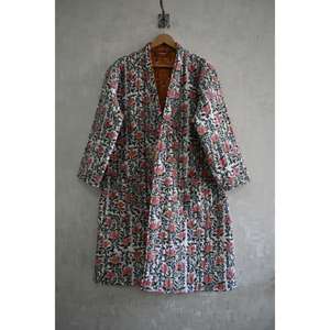 Chaqueta Acolchada de Algodón Kantha, Estilo Boho, Reversible, Abrigo Largo para Mujer, Hecho a Mano, Estilo Bata - Product Image 1