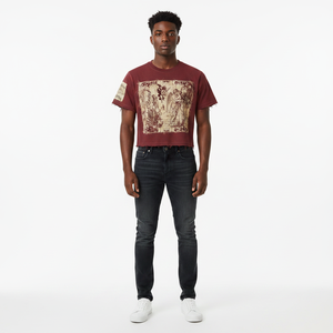 T-shirt surdimensionné personnalisé pour homme, style hip-hop, patchwork, design géométrique, 100% coton éponge 240G, impression numérique - Product Image 6