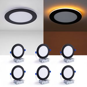 Set di 6 Faretti LED da Incasso Neri da 6 Pollici, Dimmerabili 2700K-5000K 5CCT 1200LM Alta Luminosità 12W 120V Antiabbagliamento per Camera da Letto e Soggiorno - Product Image 1