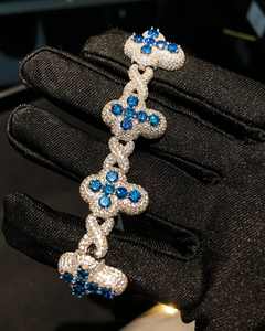 Bracelet Trèfle Cubain en Argent S925, Bijoux Hip Hop de Luxe, Moissanite Colorée, Sertie de Pierres - Product Image 5